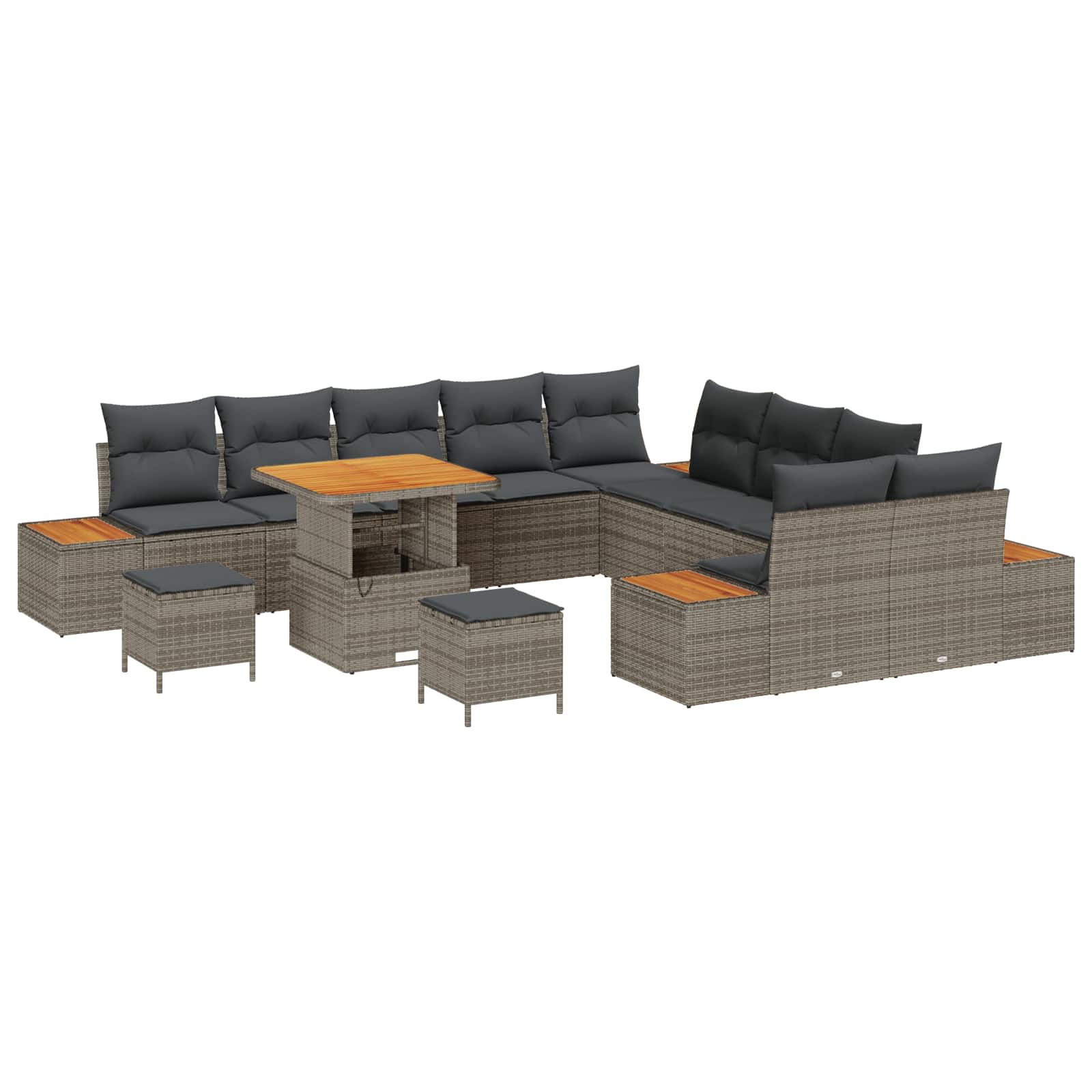 Gartensofa-set mit Kissen 13 pcs Grau