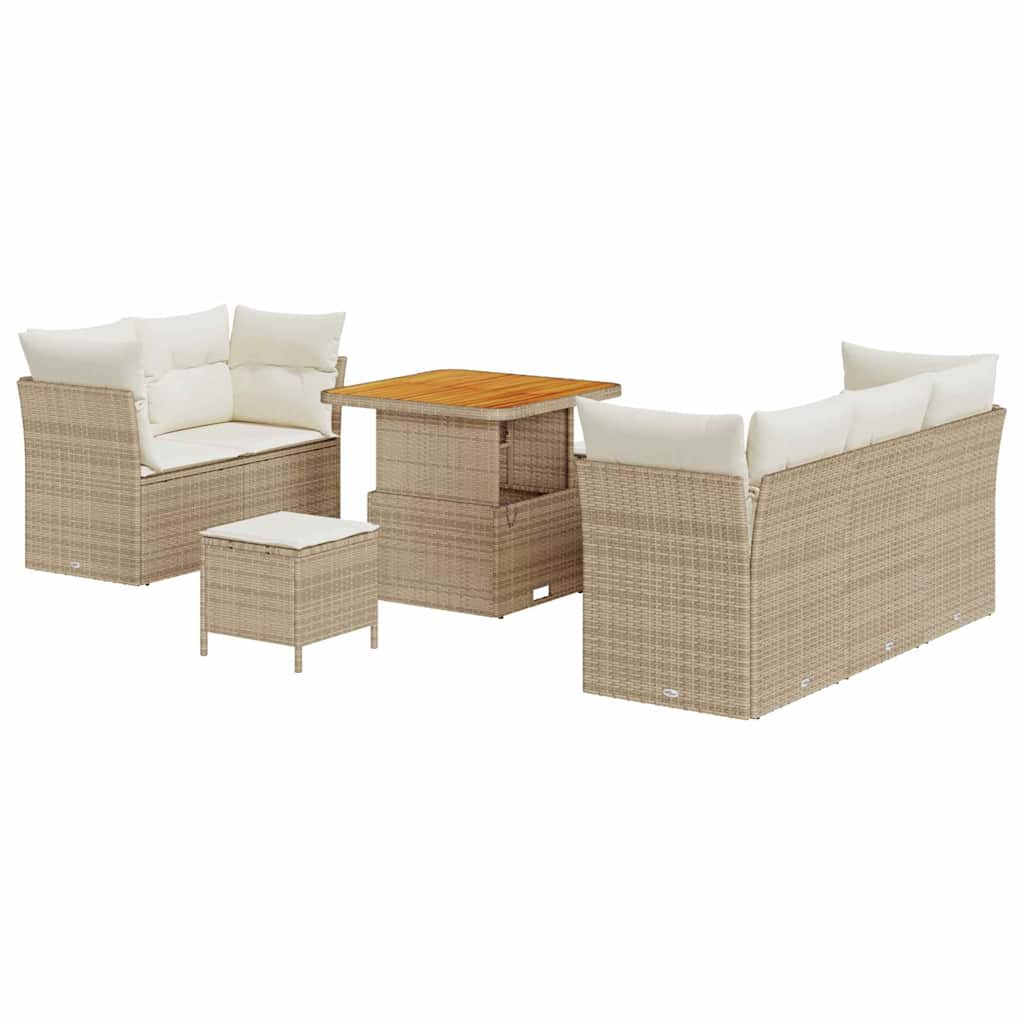 Garten-Sofa-Set mit Kissen mit Speicher 8 pcs Beige und Creme