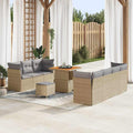 Garten-Sofa-Set mit Kissen 10 pcs Beige und Hellgrau