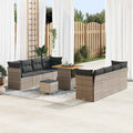 Garten-Sofa-Set mit Kissen mit Speicher 11 pcs Grau