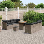 Garten-Sofa-Set mit Kissen mit Speicher 11 pcs Grau