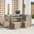 Garten-Sofa-Set mit Kissen 9 pcs Beige und Hellgrau