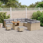 Gartensofa-set mit Kissen 13 pcs Beige und Hellgrau Poly-Rattan