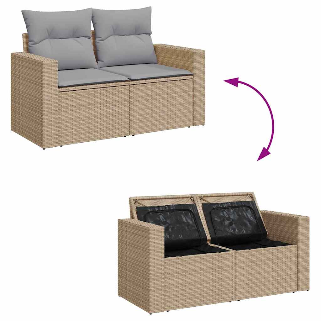 Garten-Sofa-Set mit Kissen 9 pcs Beige und Hellgrau
