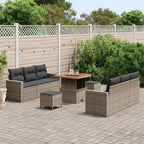 Garten-Sofa-Set mit Kissen mit Speicher 9 pcs Grau