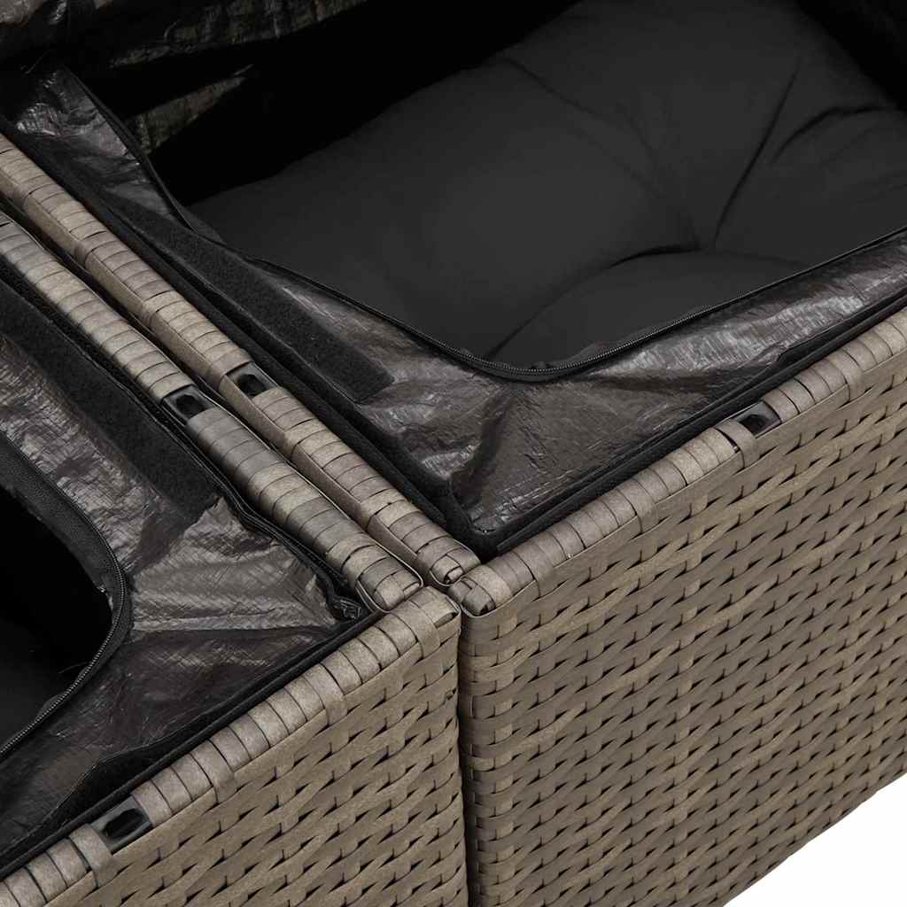 Gartensofa-set mit Kissen 13 pcs Grau Poly-Rattan