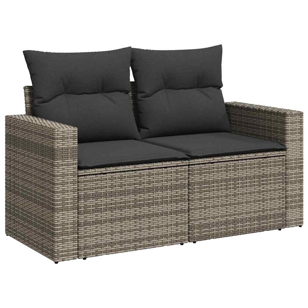 Gartensofa-set mit Kissen 13 pcs Grau Poly-Rattan