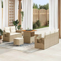 Gartensofa-set mit Kissen 10 pcs Beige und Creme Poly-Rattan