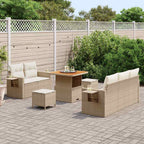 Gartensofa-set mit Kissen 10 pcs Beige und Creme Poly-Rattan