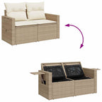 Gartensofa-set mit Kissen 10 pcs Beige und Creme Poly-Rattan
