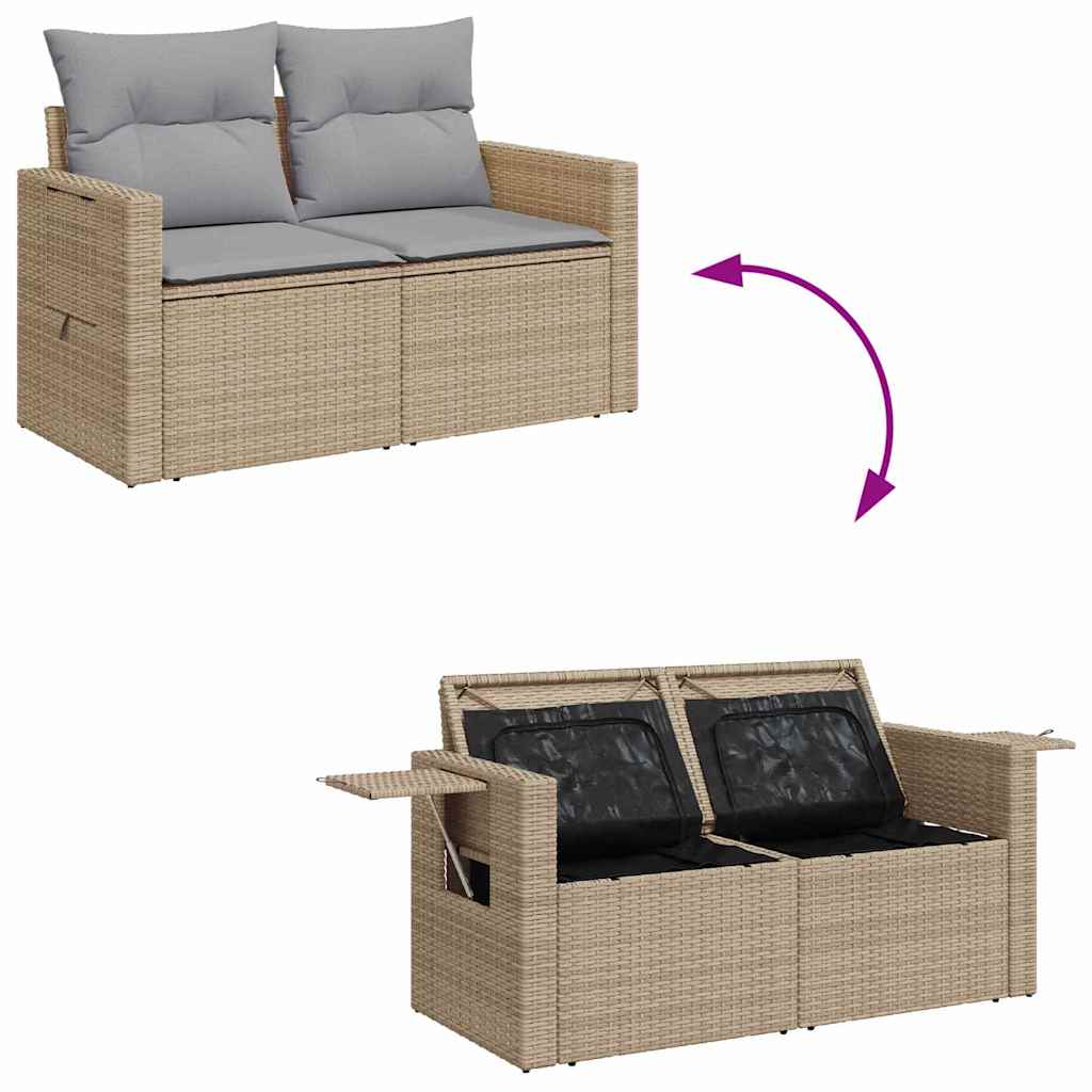 Garten-Sofa-Set mit Kissen 9 pcs Beige und Hellgrau