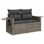 Gartensofa-set mit Kissen 9 pcs Grau Poly-Rattan