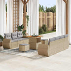 Gartensofa-set mit Kissen 10 pcs Beige und Hellgrau Poly-Rattan
