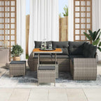 Gartensofa-set mit Kissen mit Speicher 8 pcs Grau Poly-Rattan