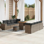 Gartensofa-set mit Kissen mit Speicher 11 pcs Grau Poly-Rattan