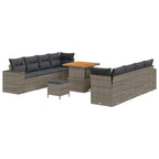 Gartensofa-set mit Kissen mit Speicher 11 pcs Grau Poly-Rattan