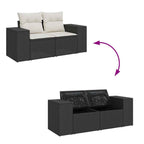 Garten-Sofa-Set mit Kissen mit Kissen 10 pcs Schwarz und Creme