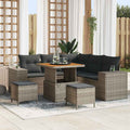 Gartensofa-set mit Kissen mit Speicher 8 pcs Grau Poly-Rattan