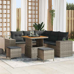 Gartensofa-set mit Kissen mit Speicher 8 pcs Grau Poly-Rattan