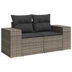 Gartensofa-set mit Kissen mit Speicher 8 pcs Grau Poly-Rattan