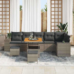 Gartensofa-set mit Kissen 9 pcs Grau Poly-Rattan