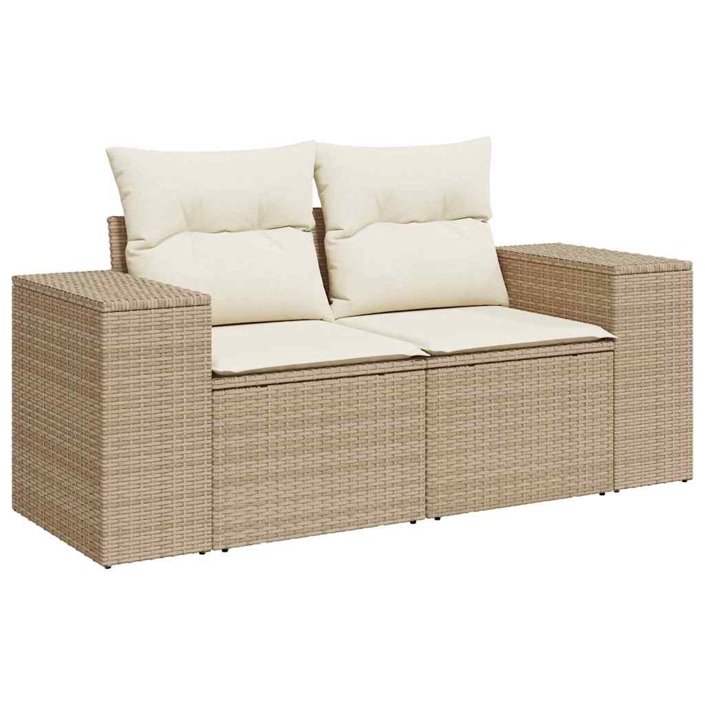 Gartensofa-set mit Kissen 10 pcs Beige und Creme Poly-Rattan