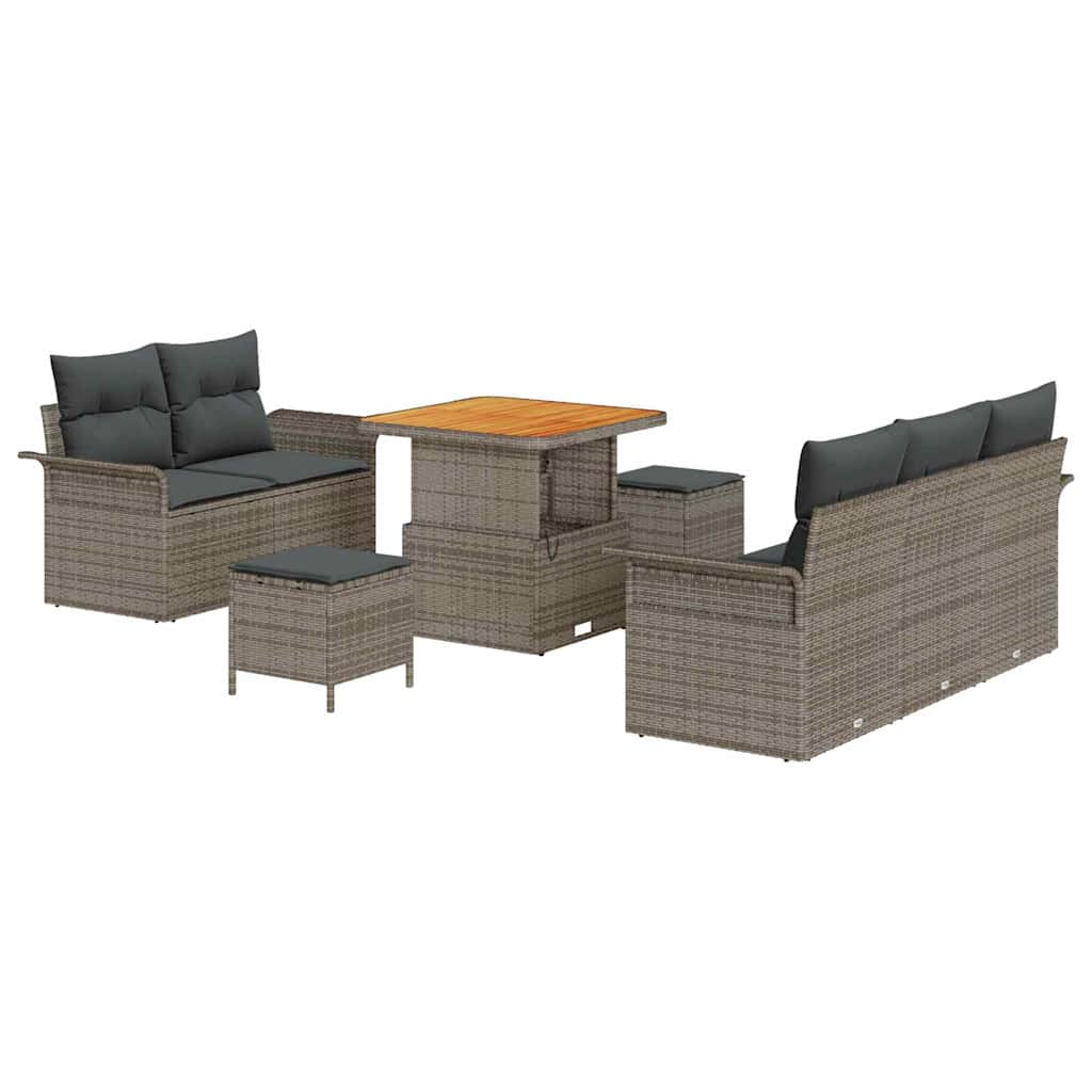 Garten-Sofa-Set mit Kissen mit Speicher 8 pcs Grau