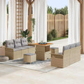 Garten-Sofa-Set mit Kissen 9 pcs Beige und Hellgrau