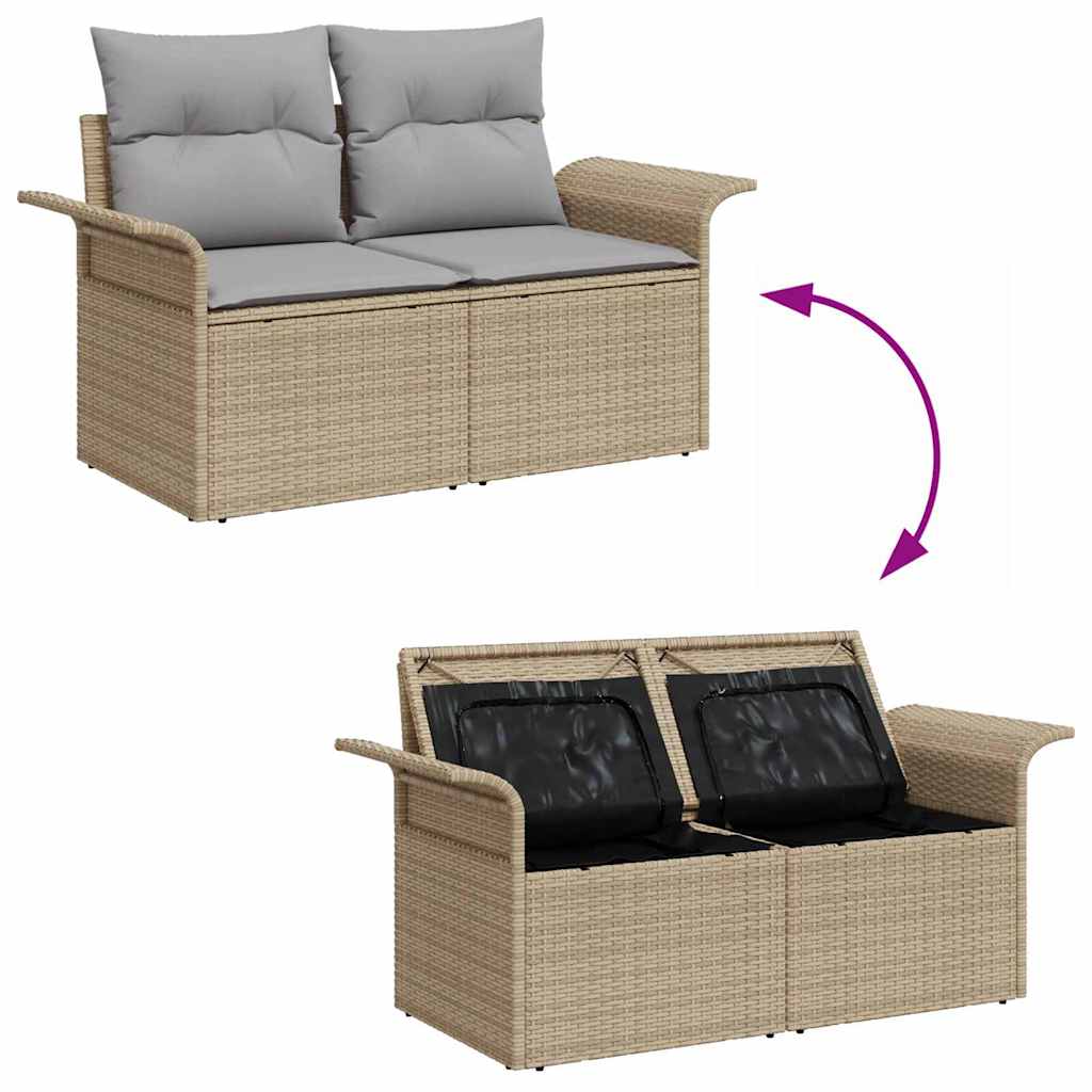 Garten-Sofa-Set mit Kissen 9 pcs Beige und Hellgrau