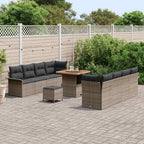 Garten-Sofa-Set mit Kissen mit Speicher 11 pcs Grau