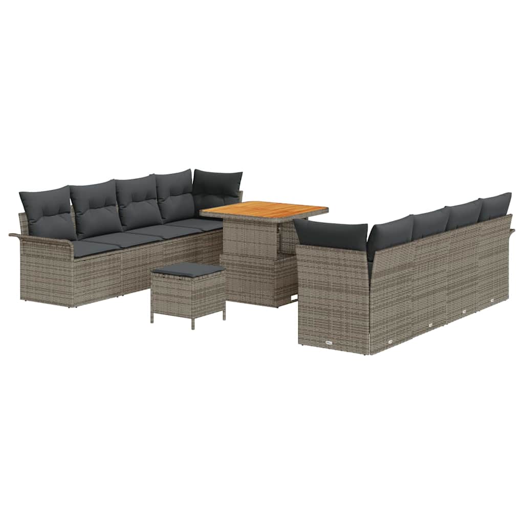 Garten-Sofa-Set mit Kissen mit Speicher 11 pcs Grau