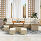 Garten-Sofa-Set mit Kissen mit Speicher 10 pcs Beige und Creme