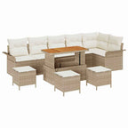 Garten-Sofa-Set mit Kissen mit Speicher 10 pcs Beige und Creme