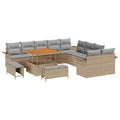 Garten-Sofa-Set mit Kissen 13 pcs Beige und Hellgrau