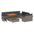 Garten-Sofa-Set mit Kissen mit Speicher 13 pcs Grau