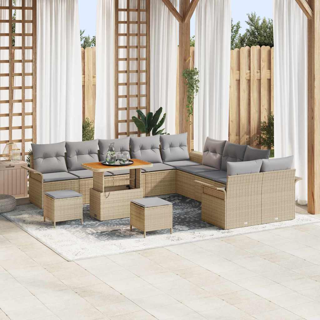 Garten-Sofa-Set mit Kissen 13 pcs Beige und Hellgrau