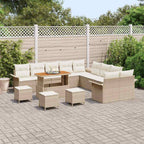 Garten-Sofa-Set mit Kissen mit Speicher 14 pcs Beige und Creme
