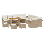 Garten-Sofa-Set mit Kissen mit Speicher 14 pcs Beige und Creme
