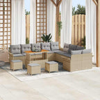 Garten-Sofa-Set mit Kissen 14 pcs Beige und Hellgrau