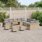 Garten-Sofa-Set mit Kissen 14 pcs Beige und Hellgrau