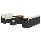 Garten-Sofa-Set mit Kissen 10 pcs Schwarz und Creme