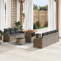 Garten-Sofa-Set mit Kissen mit Speicher 10 pcs Grau
