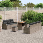 Garten-Sofa-Set mit Kissen mit Speicher 10 pcs Grau