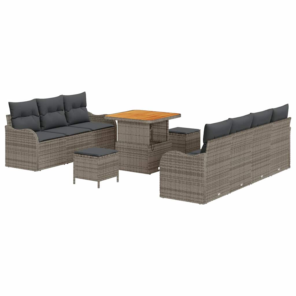Garten-Sofa-Set mit Kissen mit Speicher 10 pcs Grau