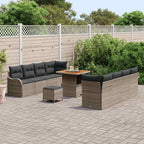 Garten-Sofa-Set mit Kissen mit Speicher 11 pcs Grau