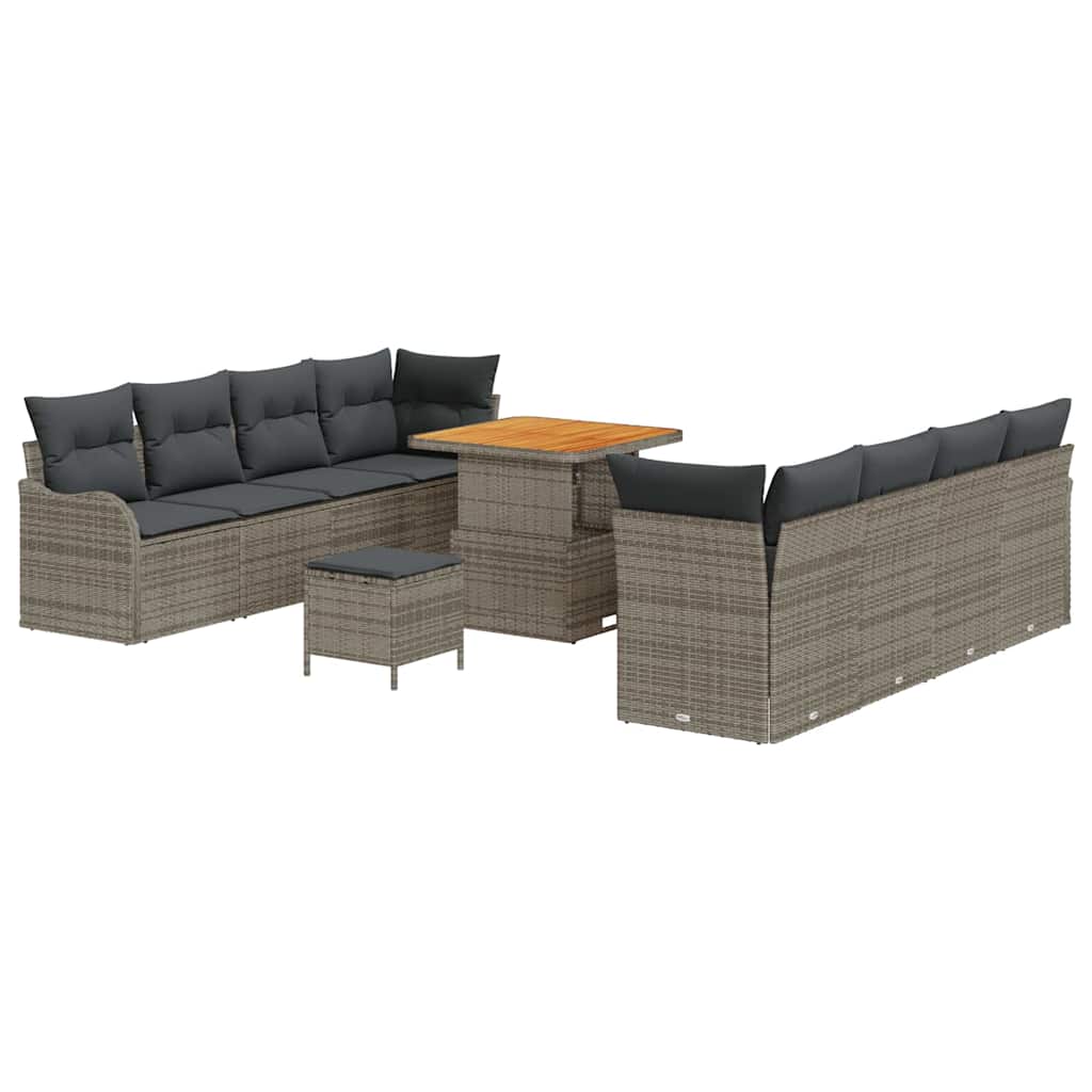 Garten-Sofa-Set mit Kissen mit Speicher 11 pcs Grau