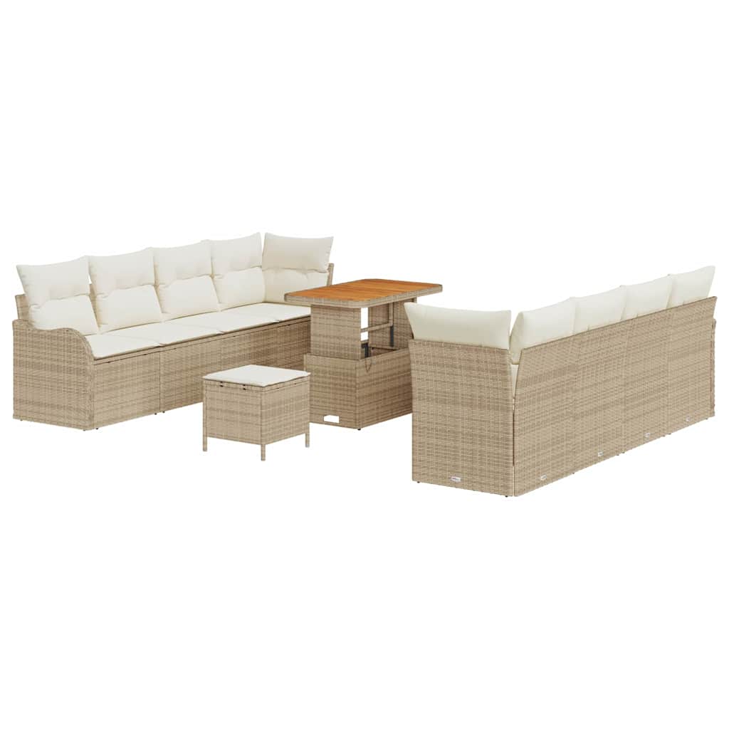 Garten-Sofa-Set mit Kissen mit Speicher 11 pcs Beige und Creme