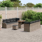 Garten-Sofa-Set mit Kissen mit Speicher 11 pcs Grau