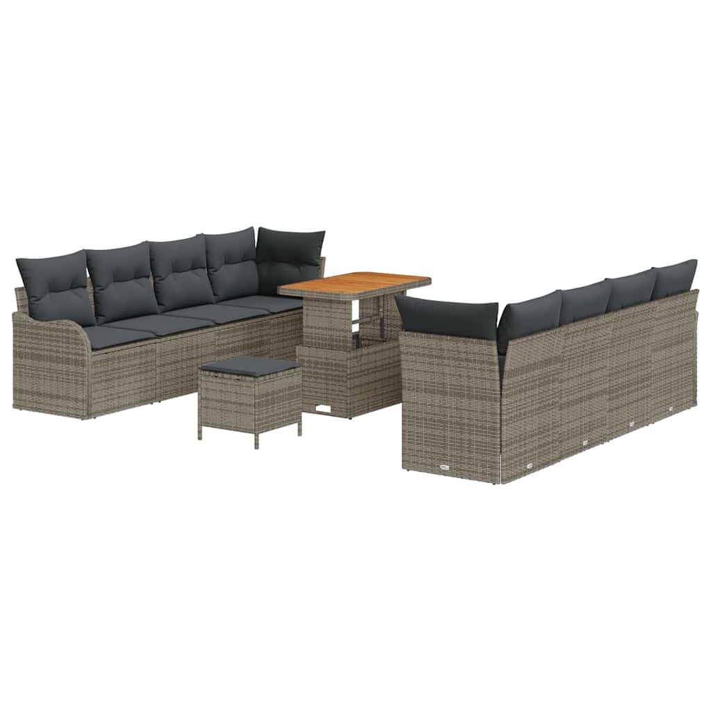 Garten-Sofa-Set mit Kissen mit Speicher 11 pcs Grau