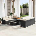 Garten-Sofa-Set mit Kissen 11 pcs Schwarz und Creme